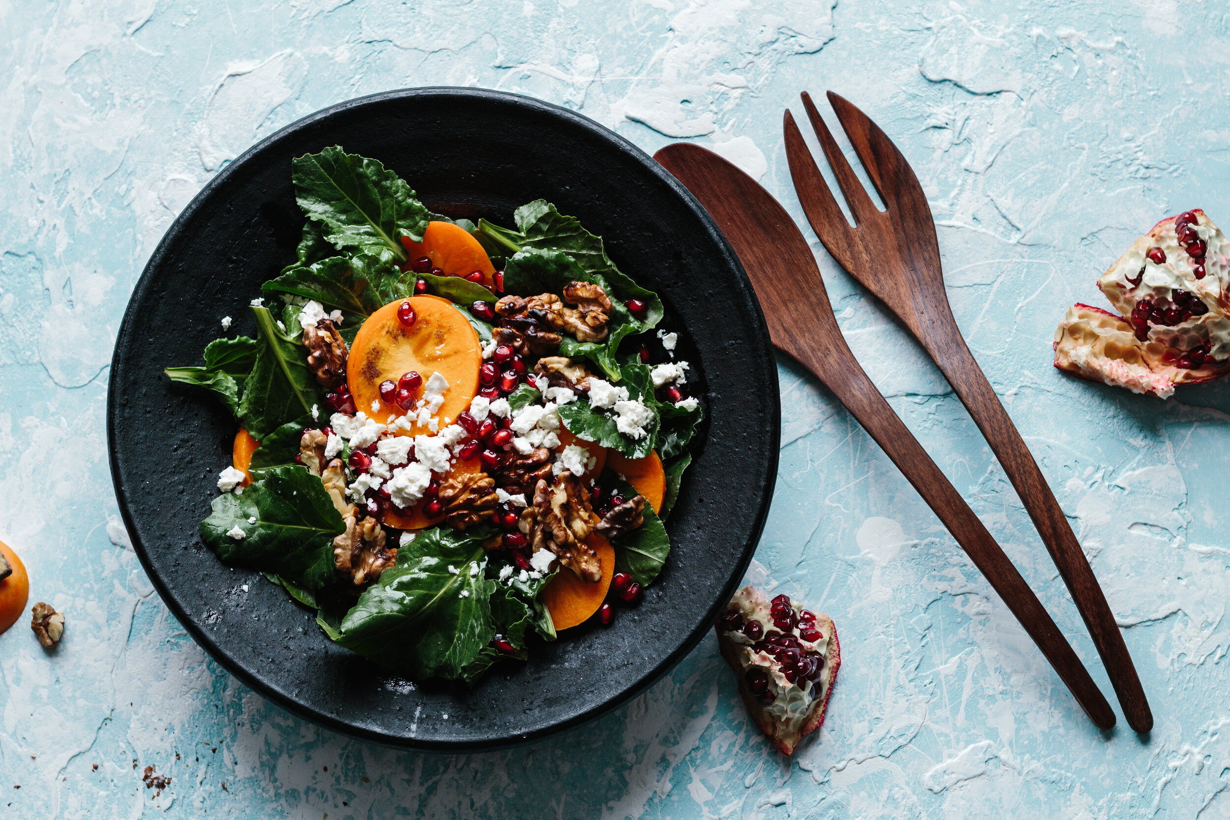 Spinach and persimmon salad