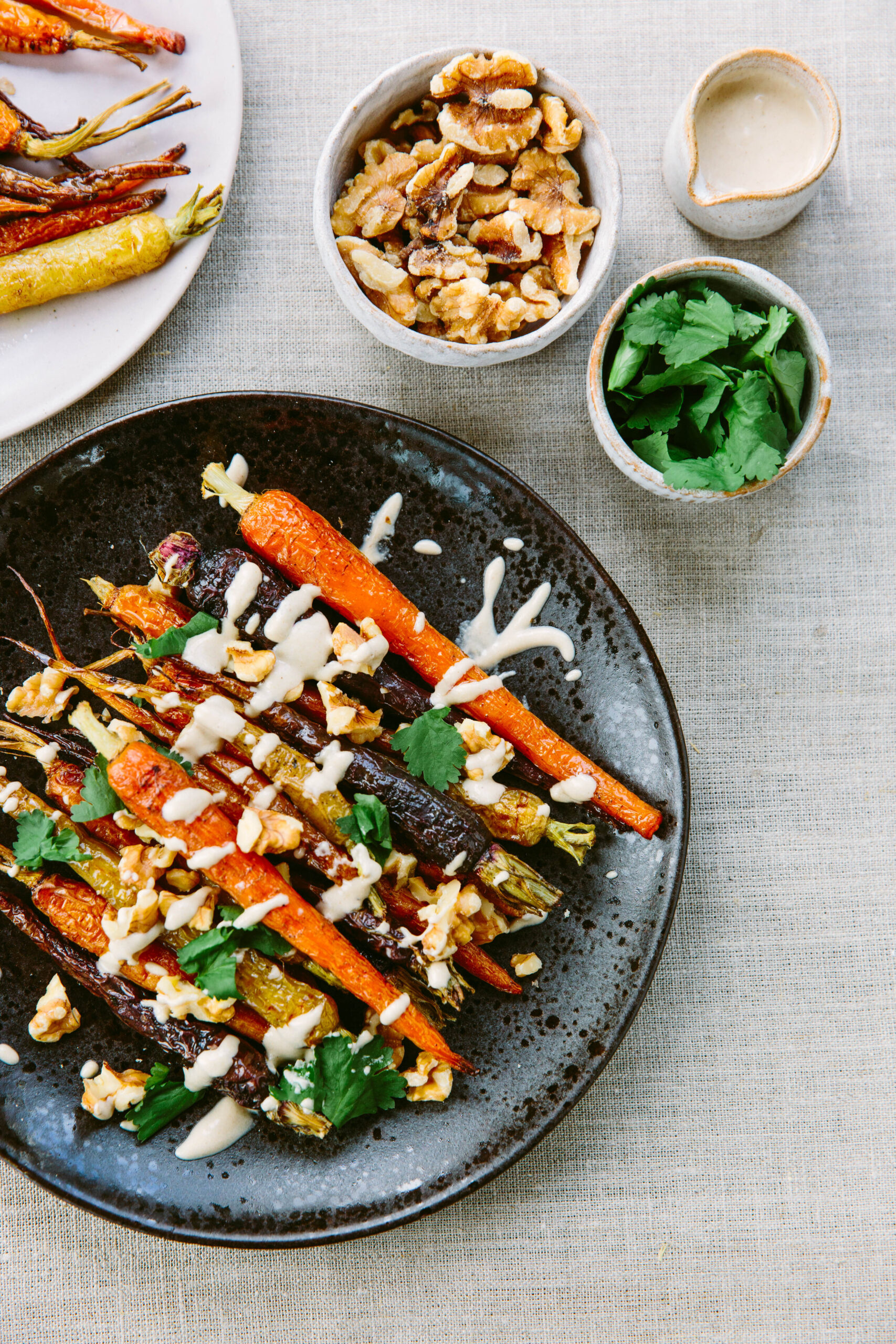 Roasted carrots with walnuts and tahini